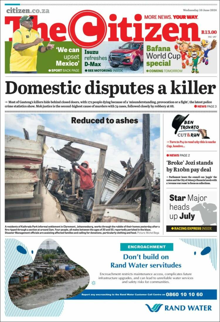 Portada de The Citizen (Sud&aacute;frica)