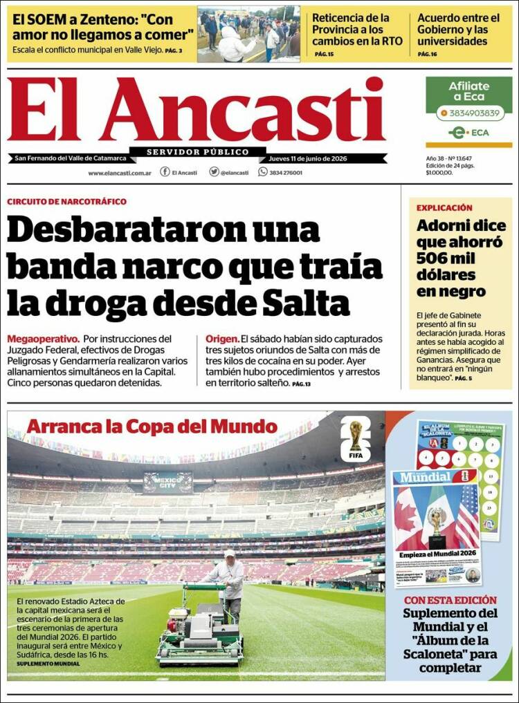 Portada de El Ancasti (Argentina)