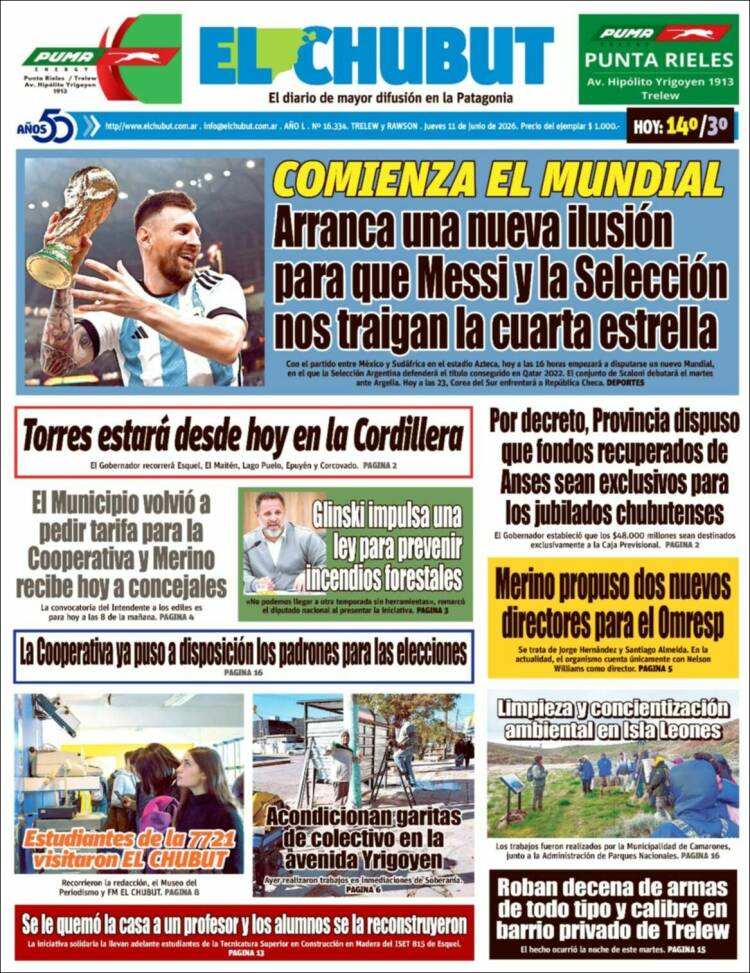 Portada de El Chubut (Argentina)