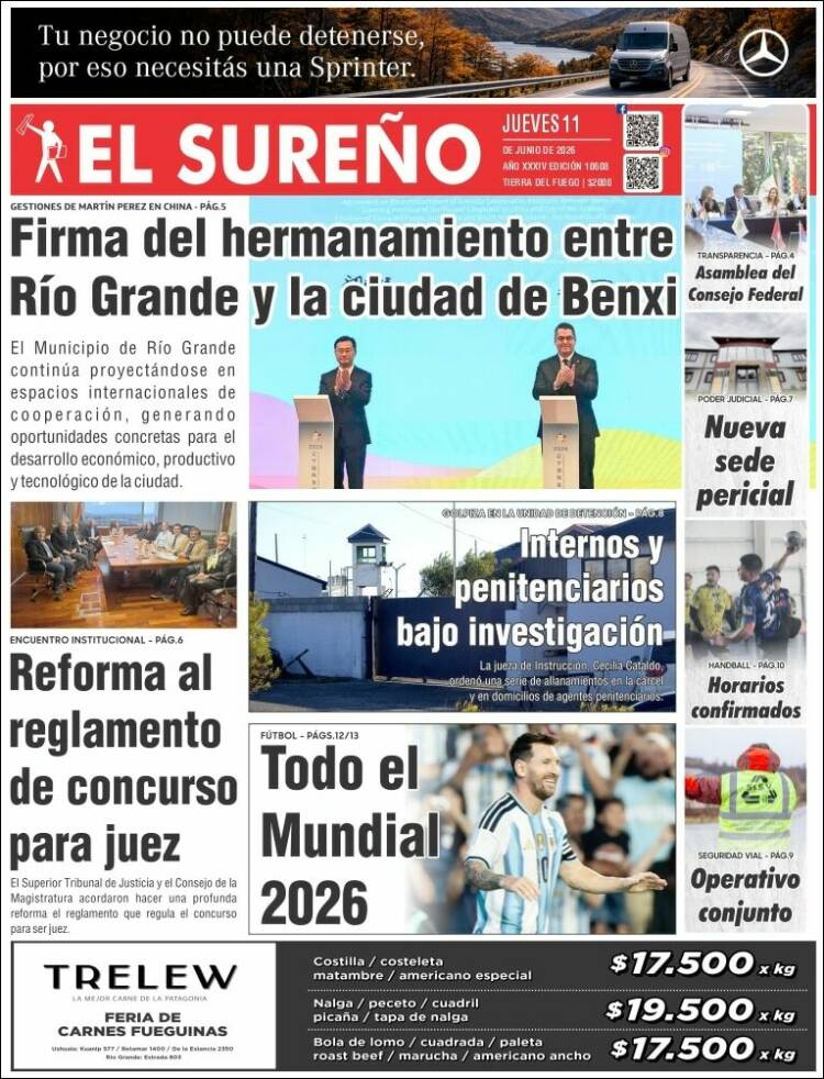 Portada de Diario El Sureño (Argentina)