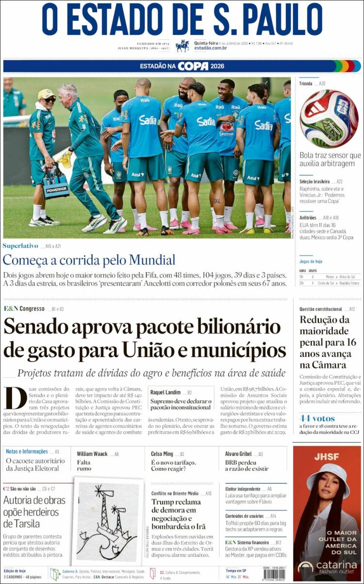 Portada de O Estado de São Paulo (Brasil)