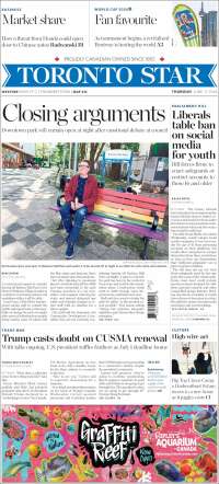 Portada de The Toronto Star (Canad&aacute;)