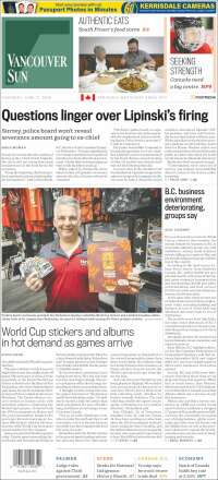 Portada de The Vancouver Sun (Canad&aacute;)