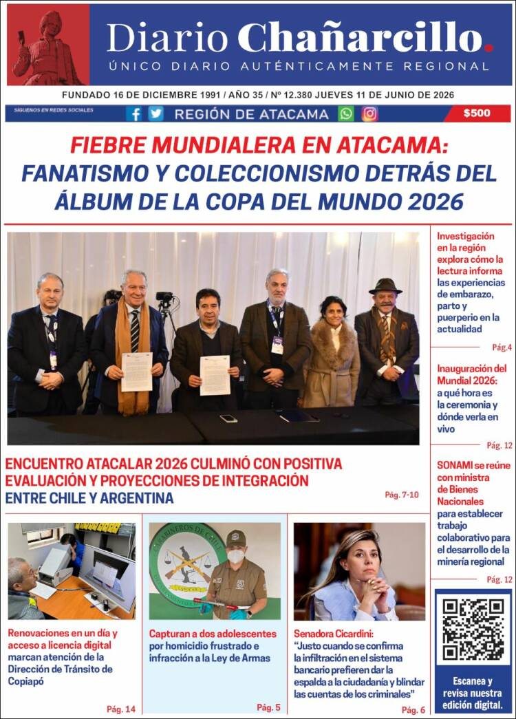 Portada de Diario Chañarcillo (Chile)