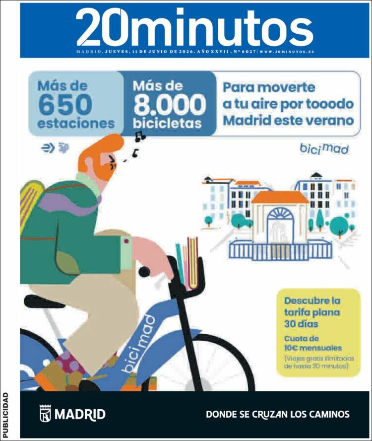 Portada de 20 Minutos - Madrid (Espa&ntilde;a)