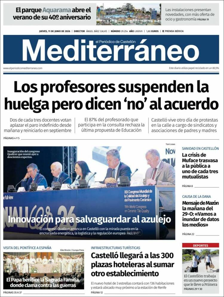 Portada de El Periódico Mediterraneo (Espa&ntilde;a)