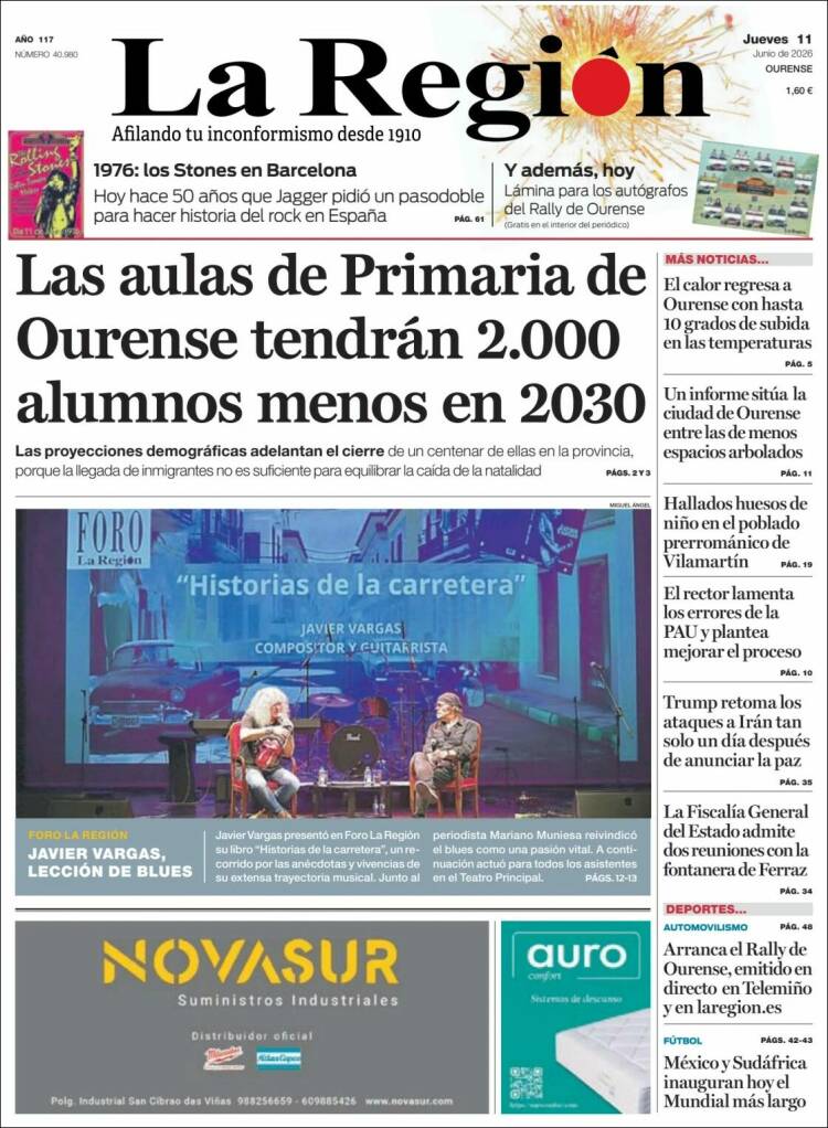 Portada de La Región de Ourense (Espa&ntilde;a)