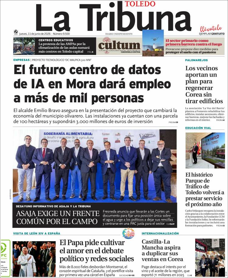 Portada de La Tribuna de Toledo (Espa&ntilde;a)