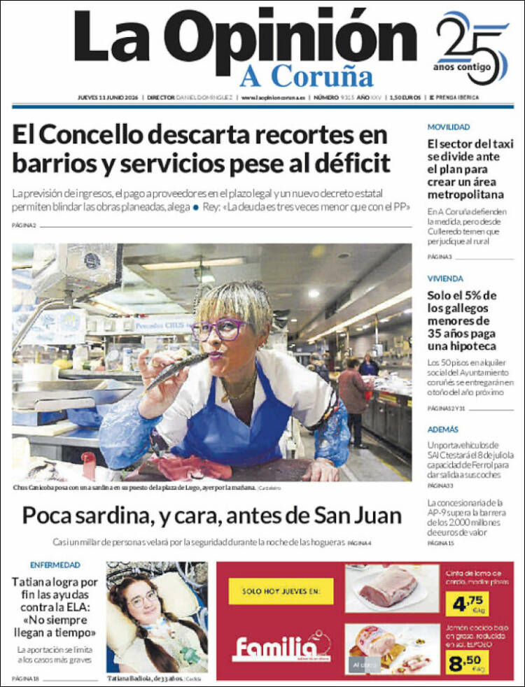 Portada de La Opinión de A Coruña (Espa&ntilde;a)