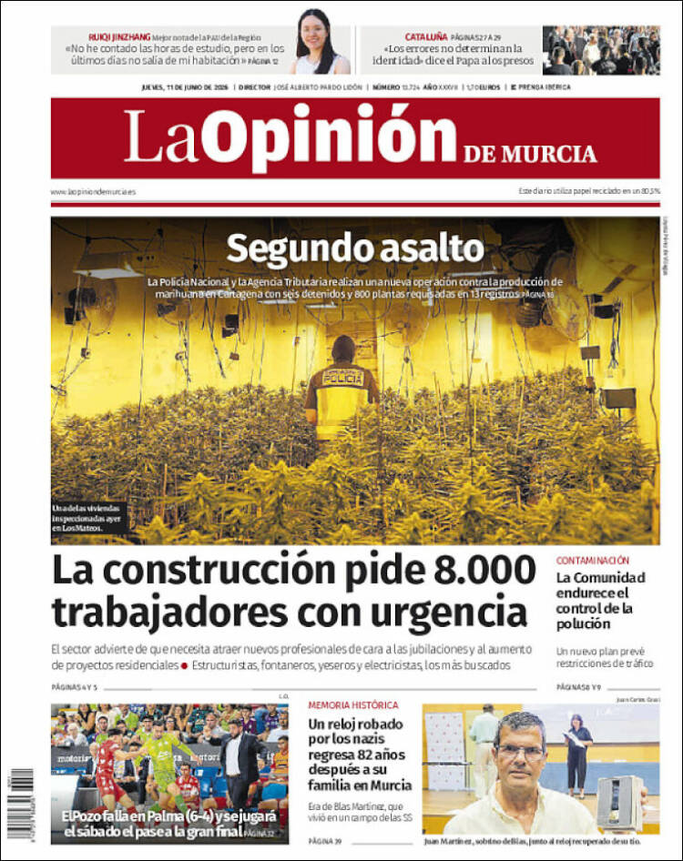 Portada de La Opinión de Murcia (Espa&ntilde;a)