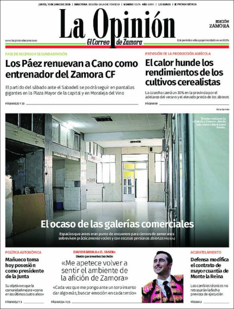 Portada de La Opinión - El Correo de Zamora (Espa&ntilde;a)