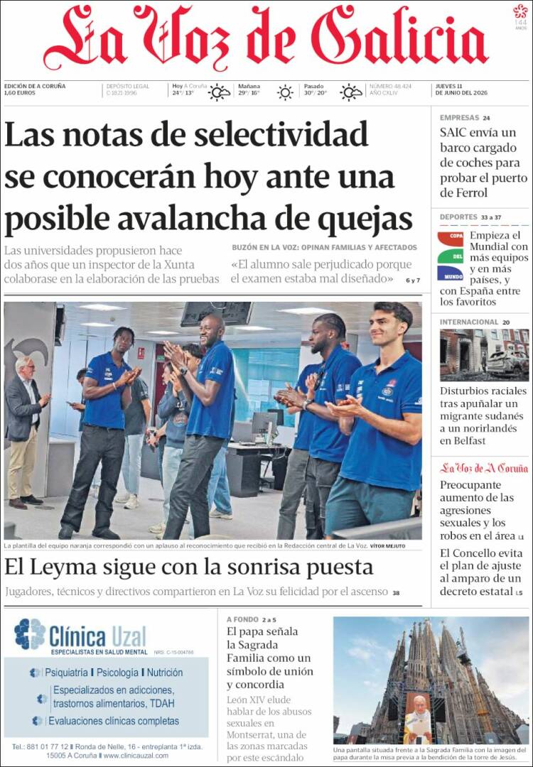 Portada de La Voz de Galicia (Espa&ntilde;a)