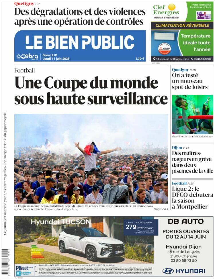 Portada de Le Bien Public (Francia)