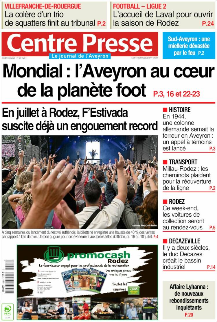 Portada de Centre Presse (Francia)