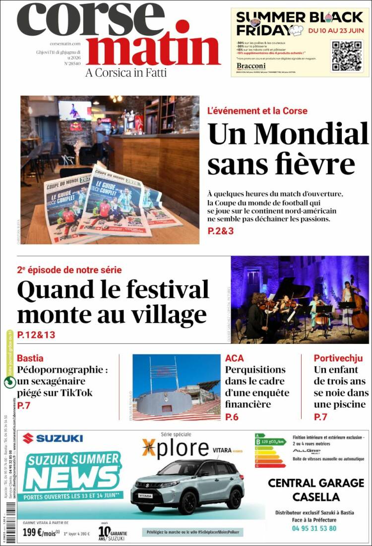 Portada de Corse-Matin (Francia)