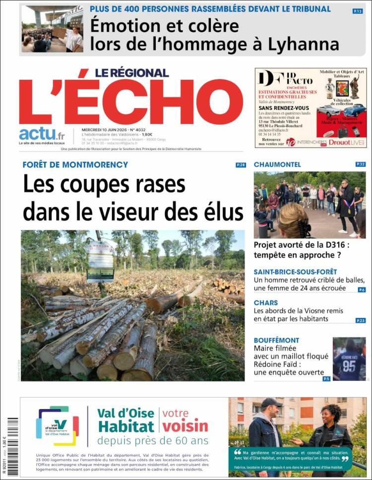 Portada de L'Echo de la Haute-Vienne (Francia)