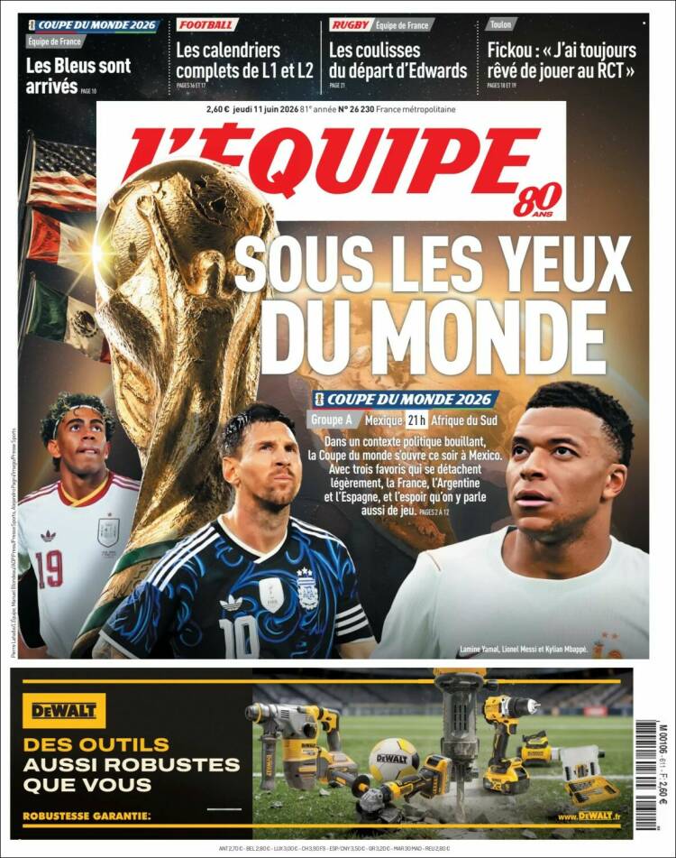 Portada de L'Equipe (Francia)