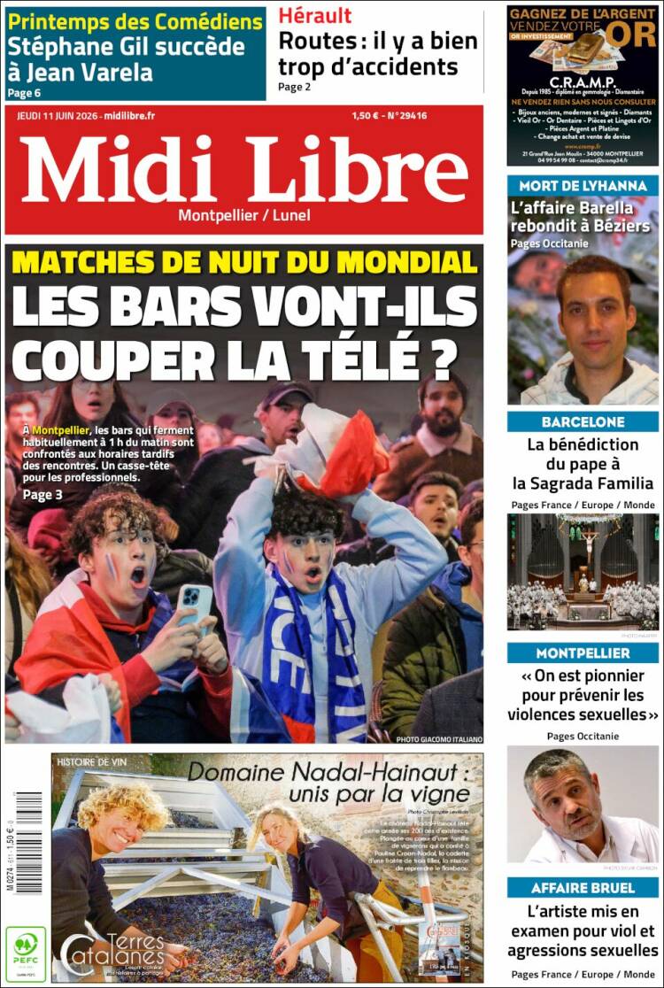 Portada de Midi Libre (Francia)