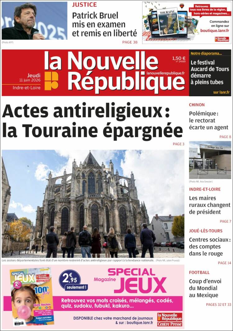 Portada de La Nouvelle Republique (Francia)