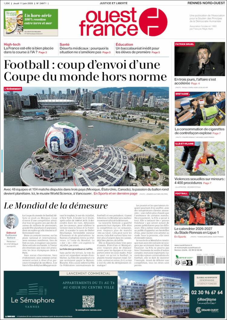 Portada de Ouest France (Francia)