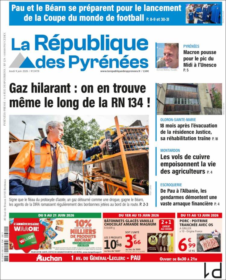 Portada de La République des Pyrénées (Francia)