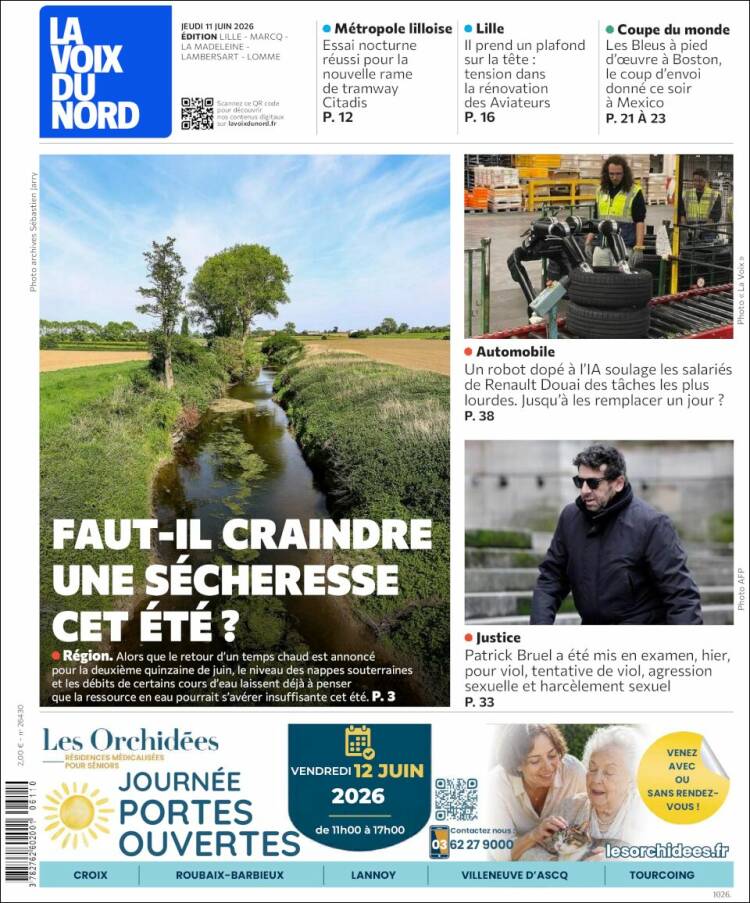 Portada de La Voix du Nord (Francia)