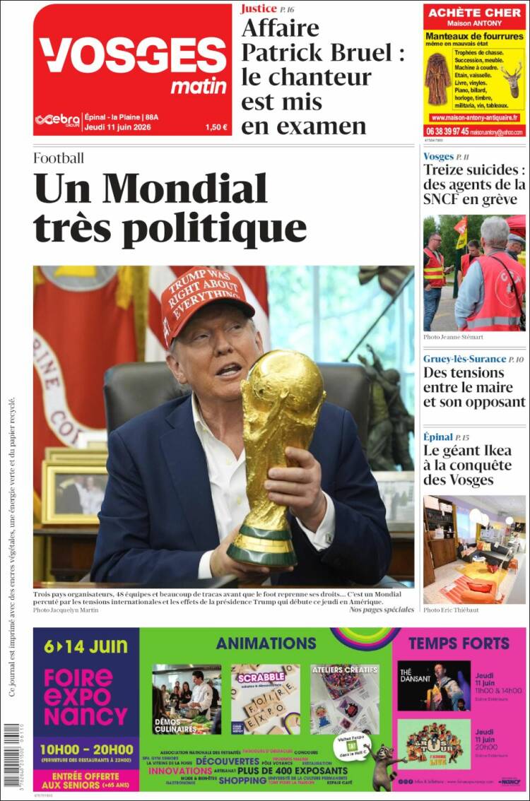 Portada de Vosges Matin (Francia)