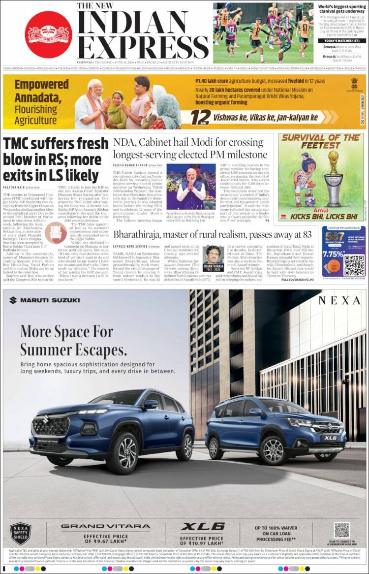 Portada de New Indian Express (India)