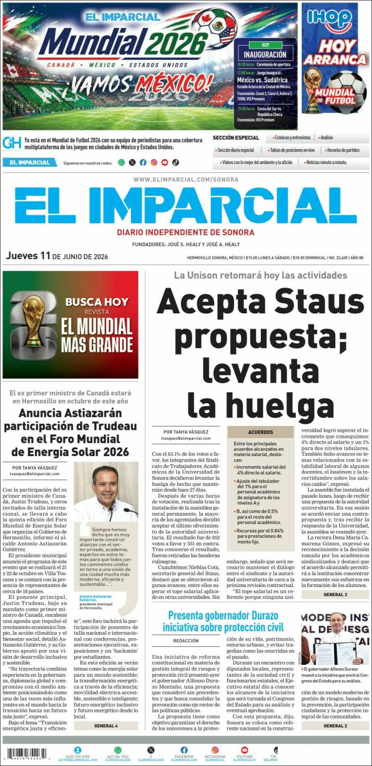 Portada de El Imparcial (M&eacute;xico)