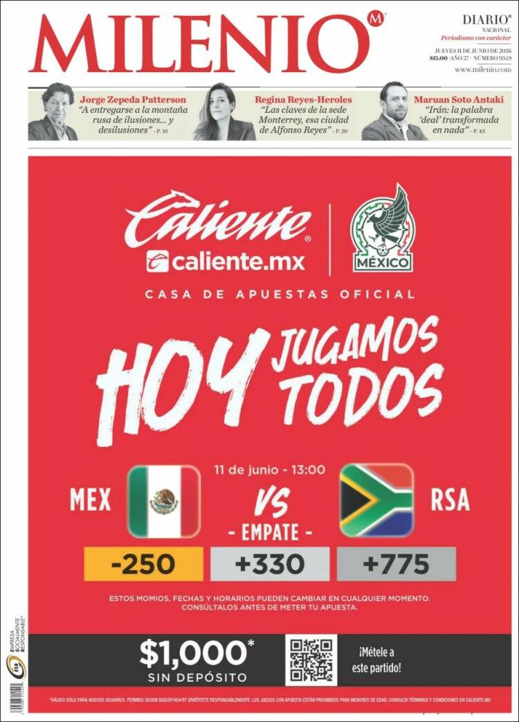 Portada de Milenio (M&eacute;xico)