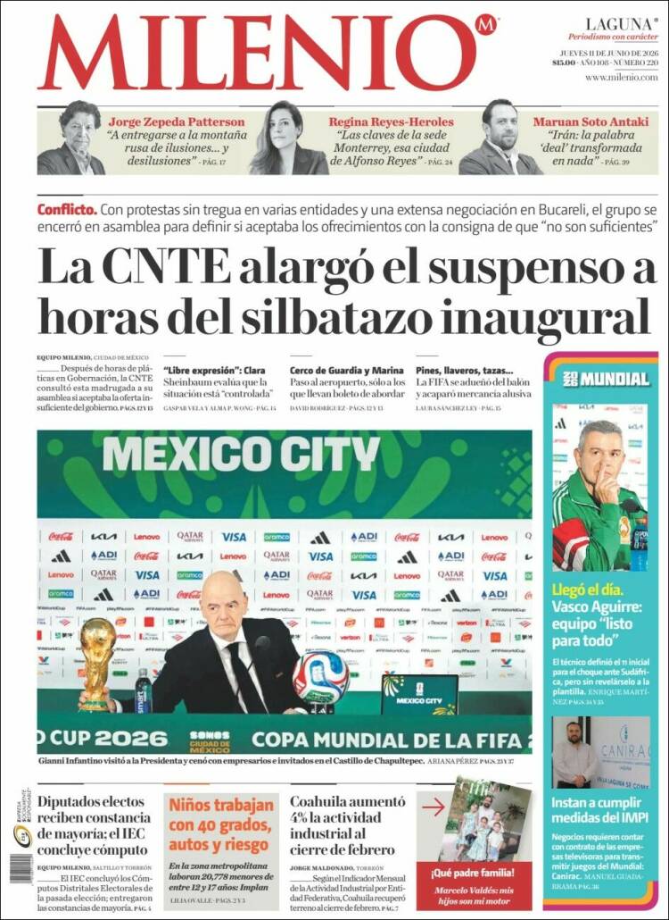 Portada de Milenio - Laguna (M&eacute;xico)