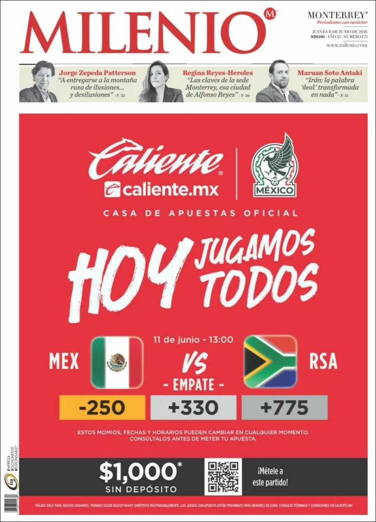 Portada de Milenio de Monterrey (M&eacute;xico)