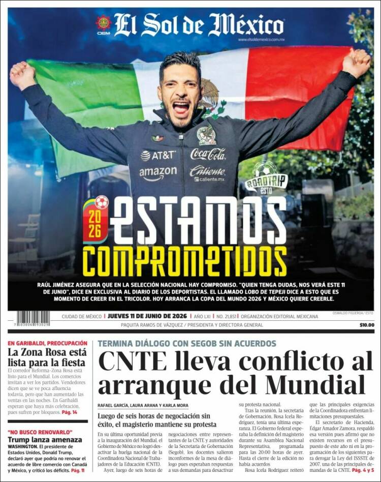 Portada de El Sol de México (M&eacute;xico)