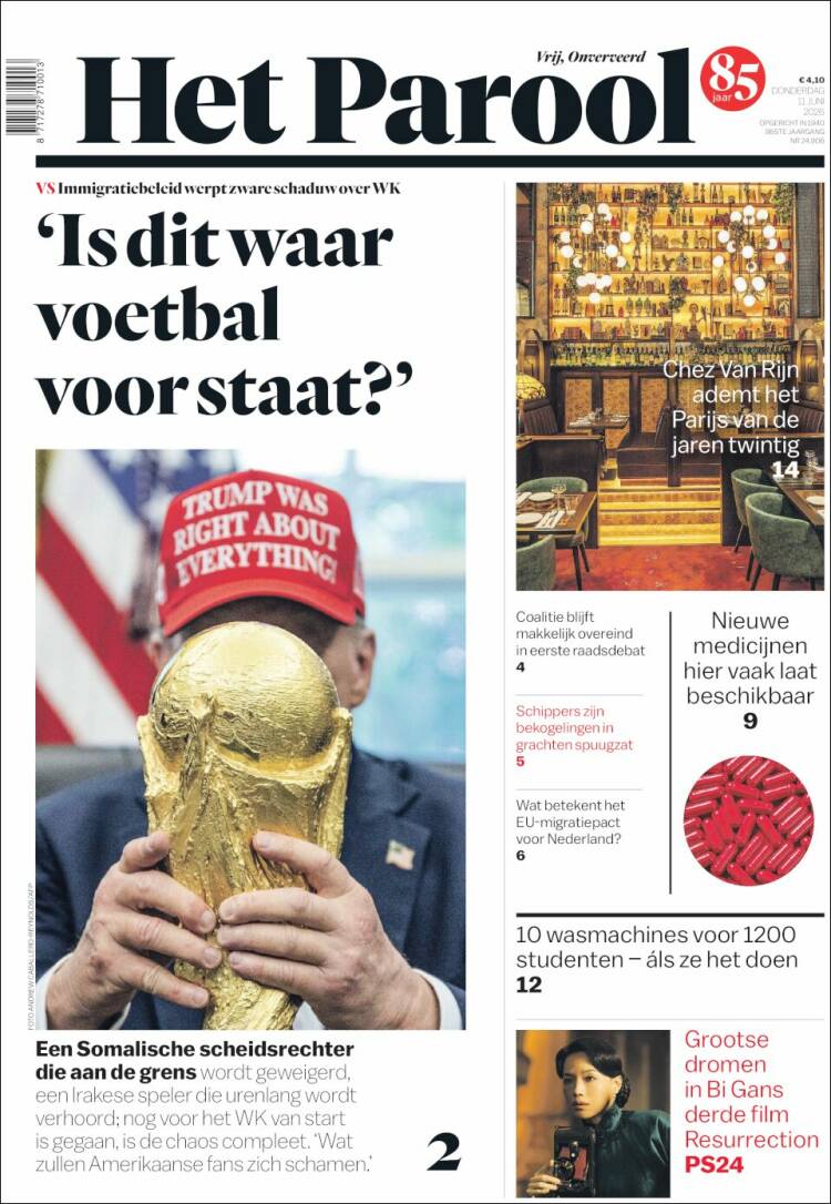 Portada de Het Parool (Pa&iacute;ses Bajos)