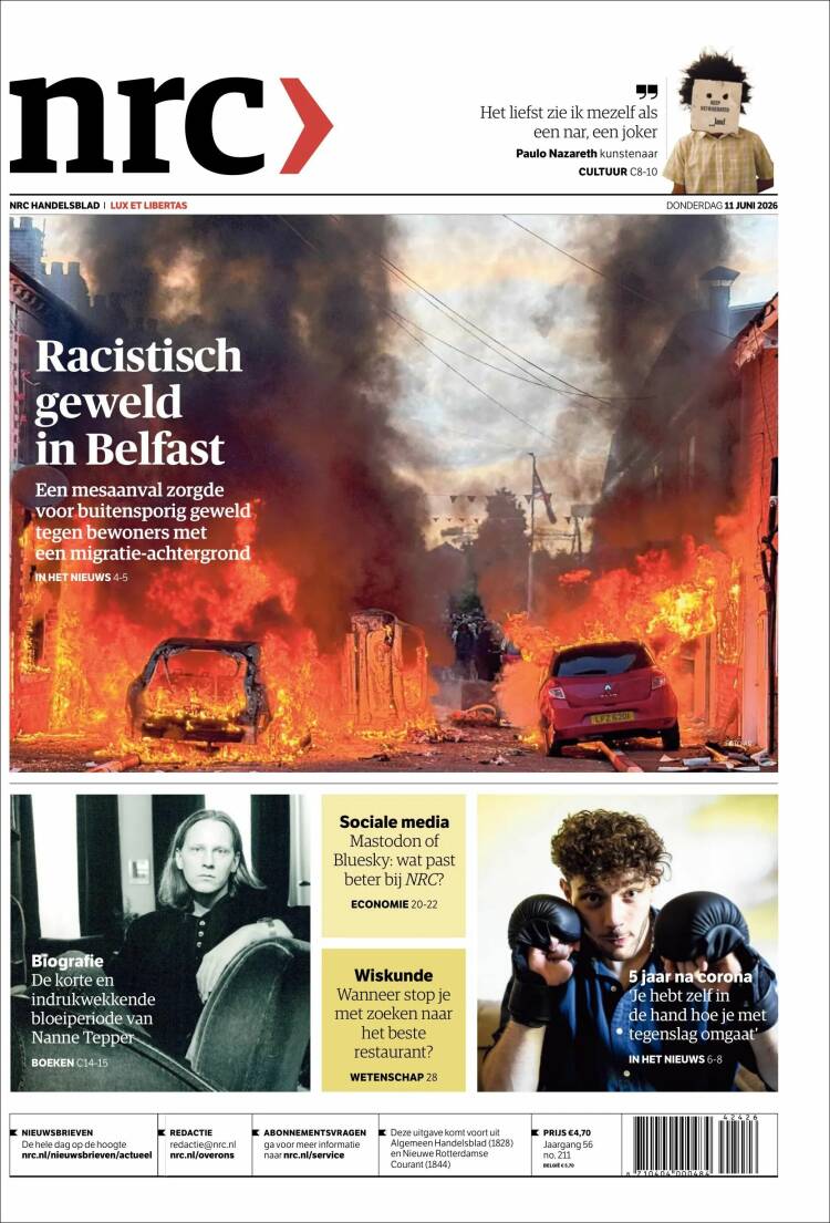 Portada de NRC Handelsblad (Pa&iacute;ses Bajos)