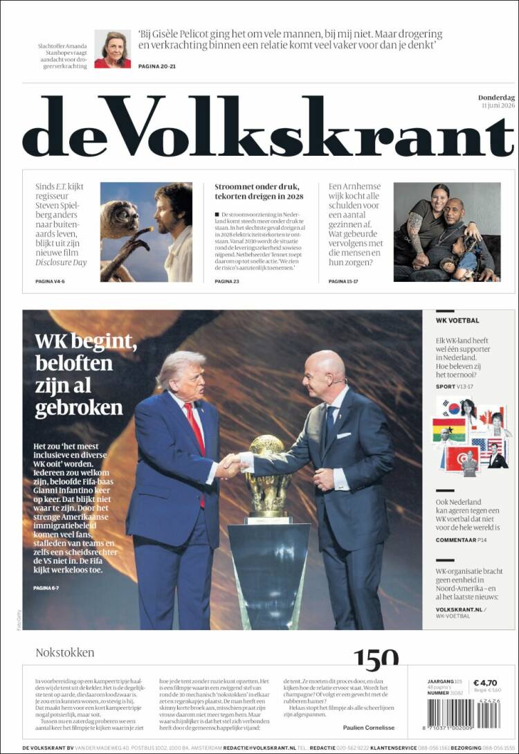 Portada de De Volkskrant (Pa&iacute;ses Bajos)