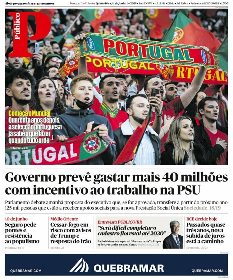 Portada de Público (Portugal)