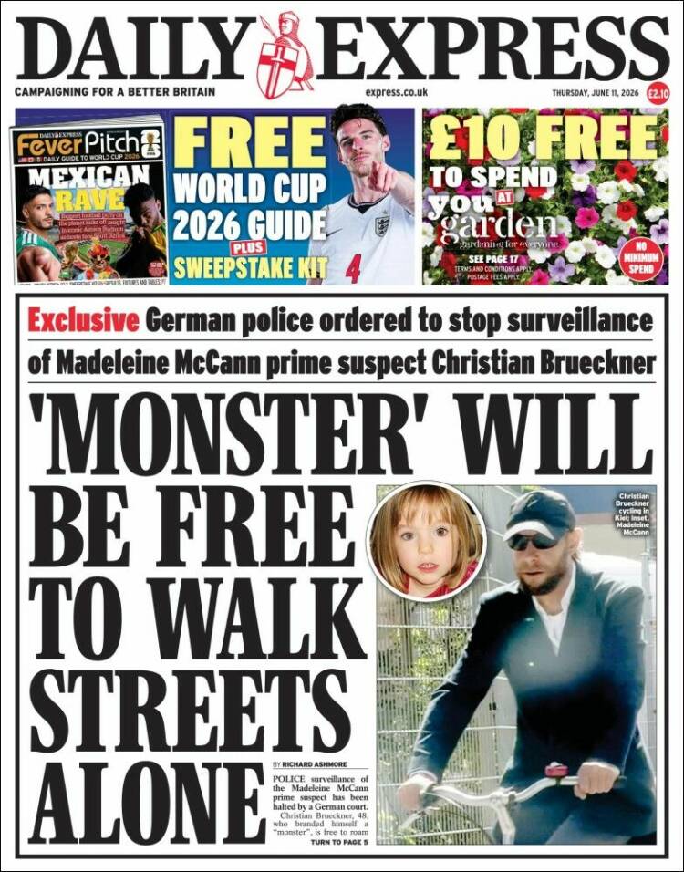Portada de Daily Express (Reino Unido)