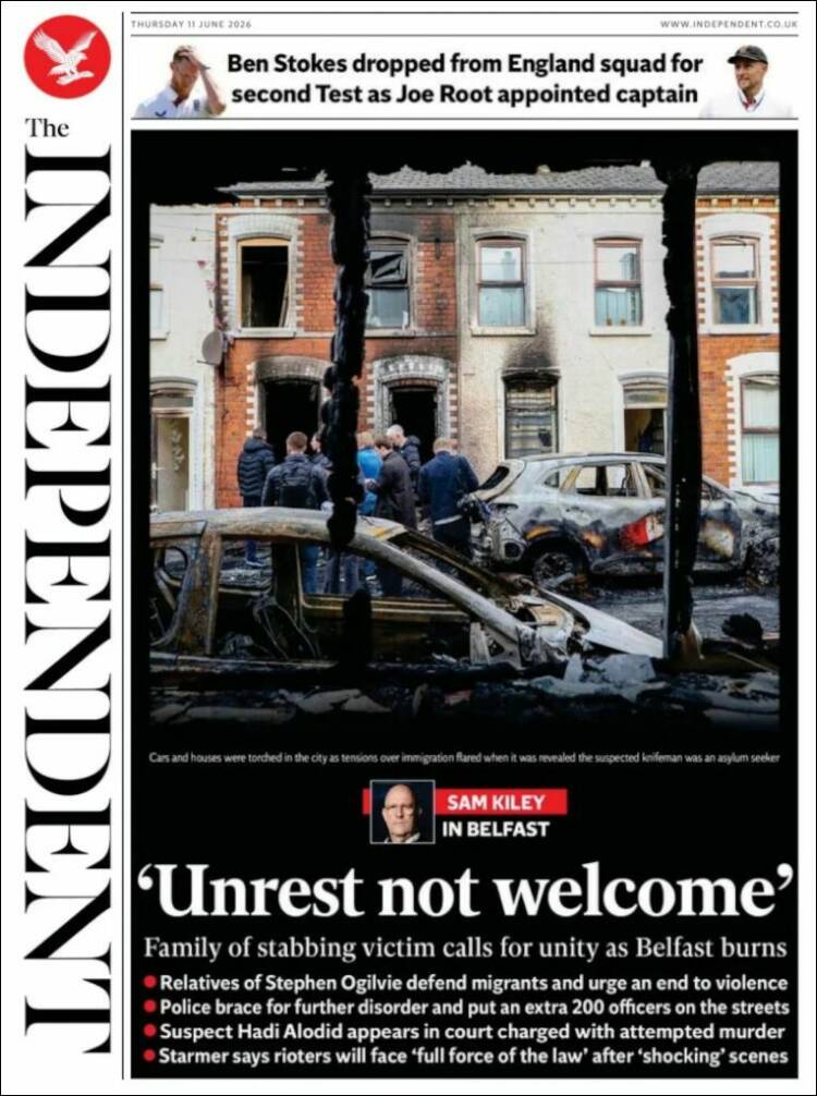 Portada de The Independent (Reino Unido)