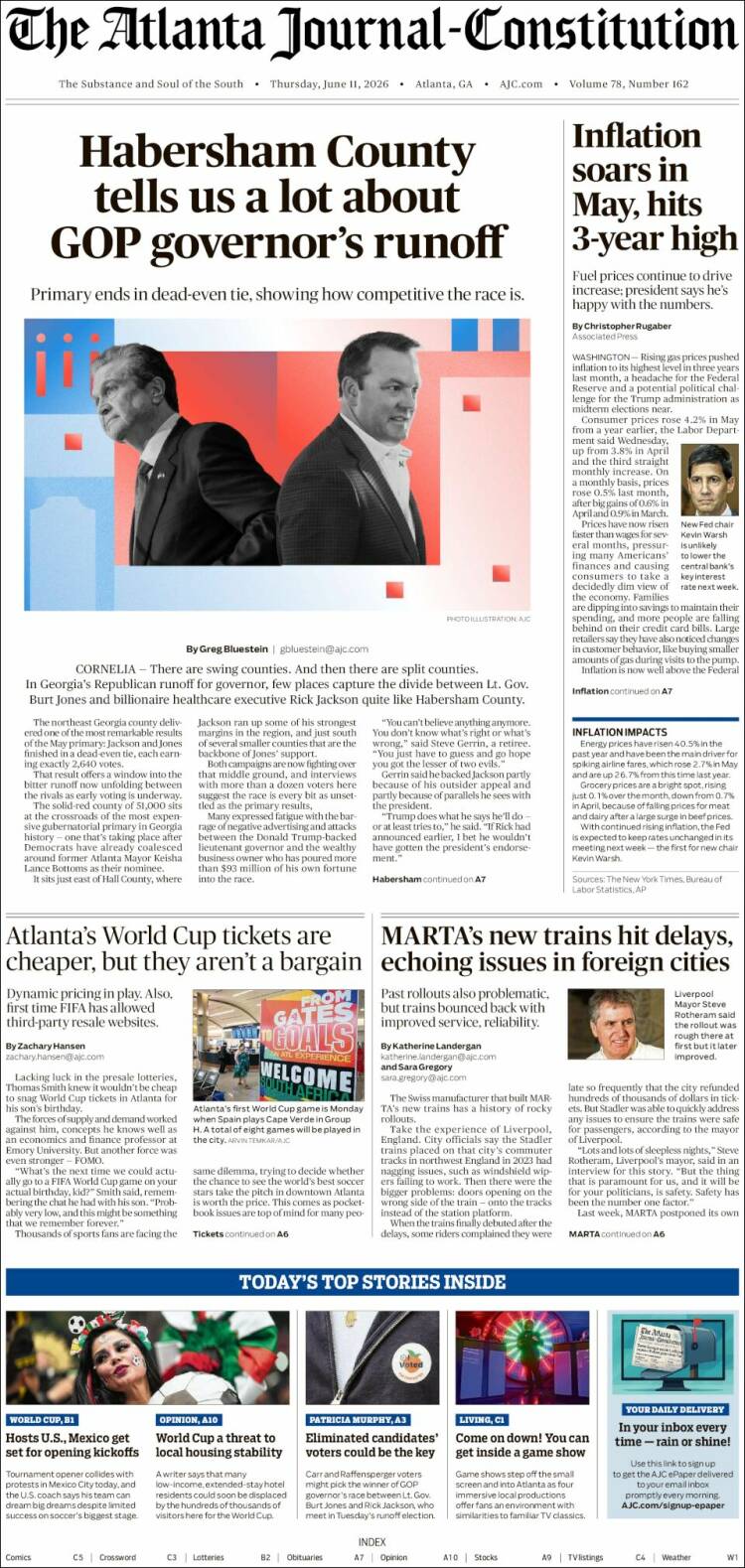 Portada de The Atlanta Journal-Constitution (USA)