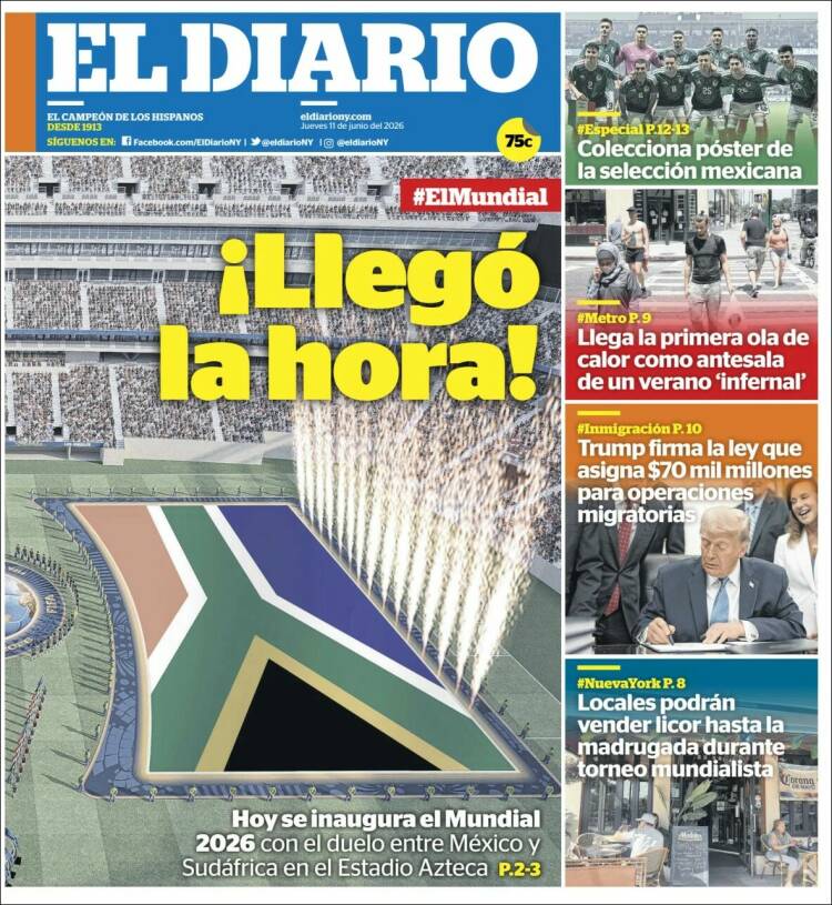 Portada de El Diario NY (USA)