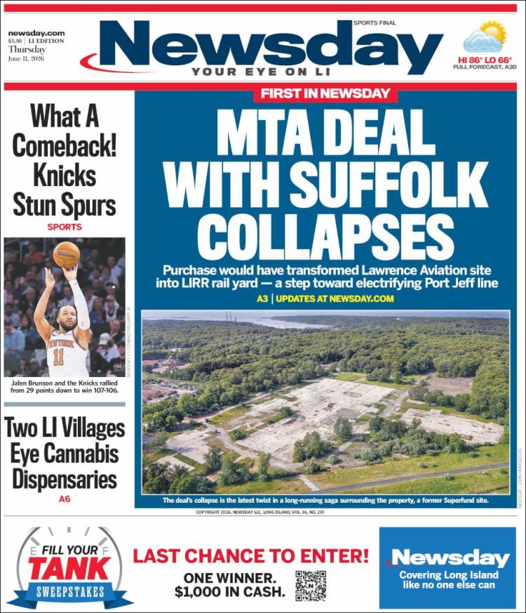 Portada de Newsday (USA)