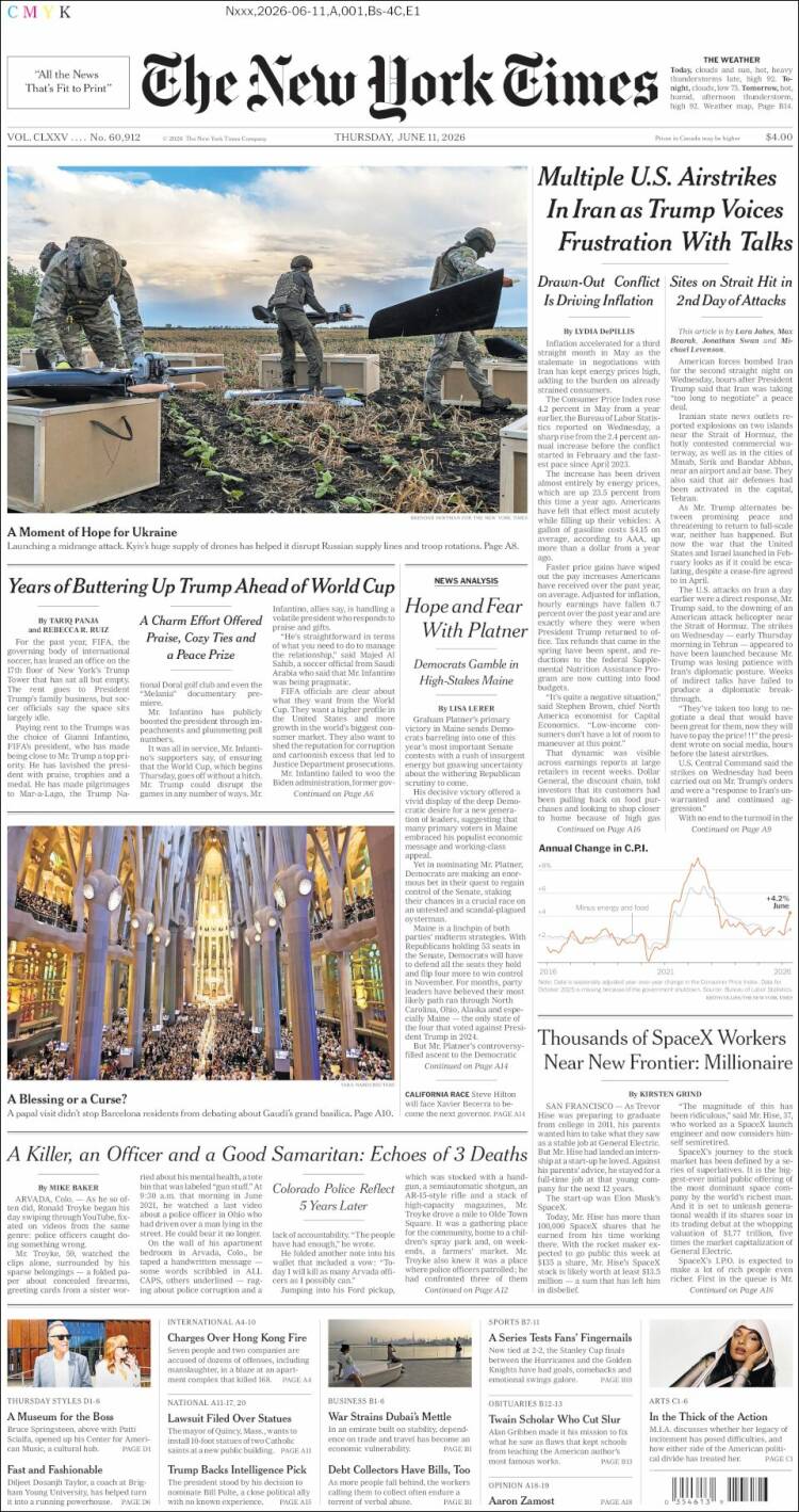 Portada de New York Times (USA)