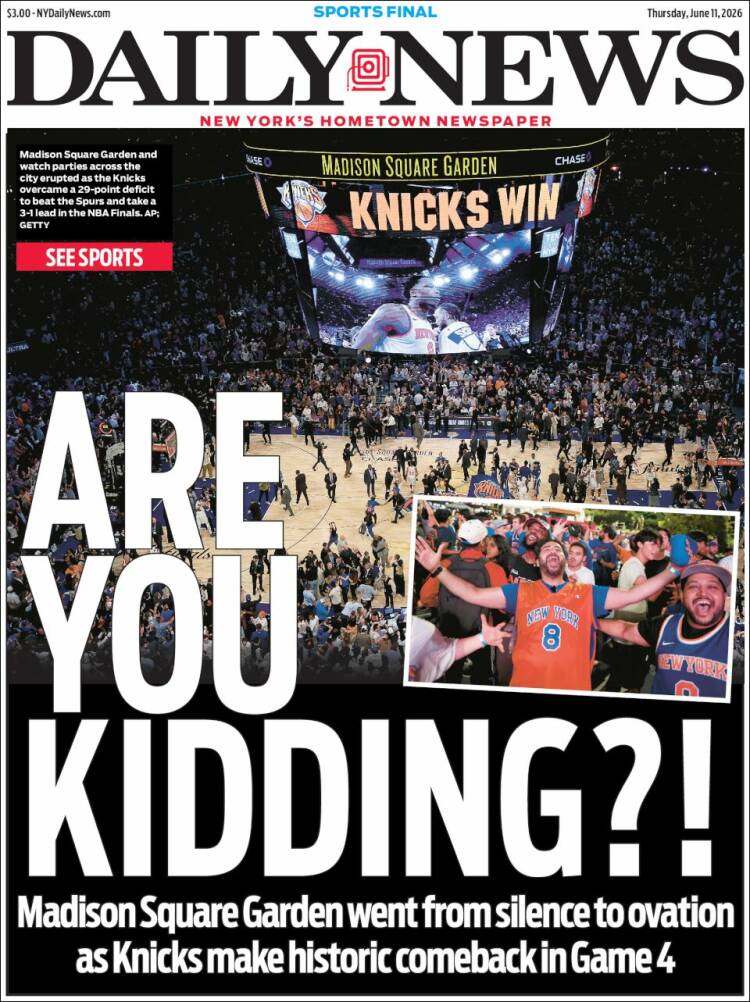 Portada de Daily News - New York (USA)