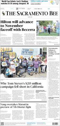 Portada de The Sacramento Bee (USA)