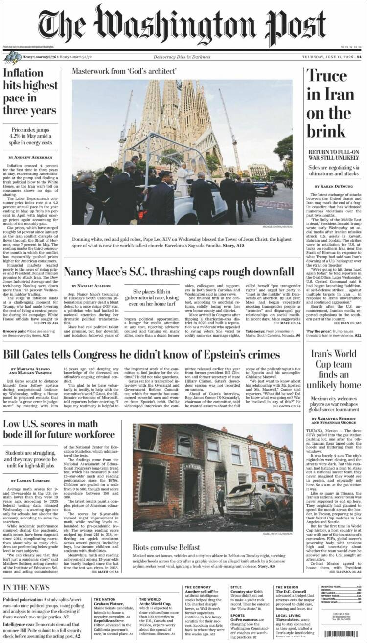 Portada de The Washington Post (USA)