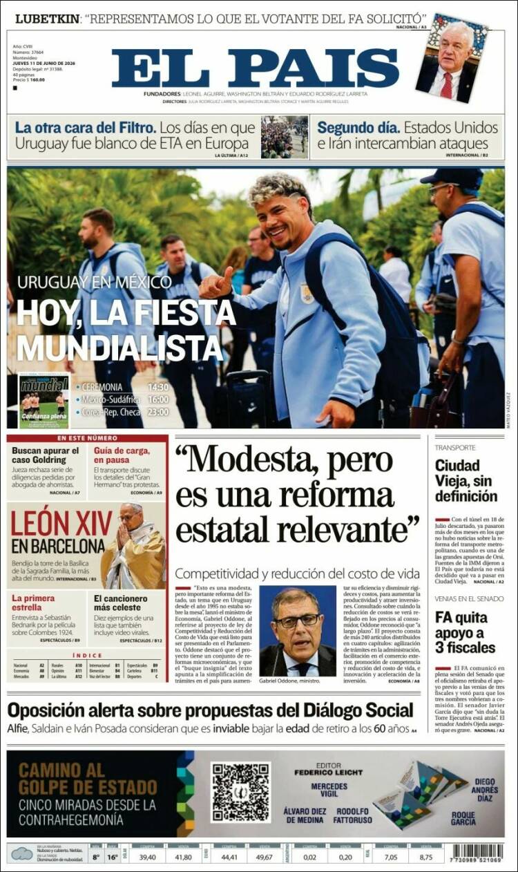Portada de El País (Uruguay)