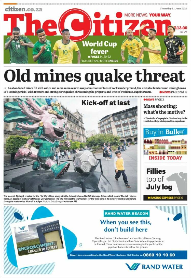 Portada de The Citizen (Sud&aacute;frica)