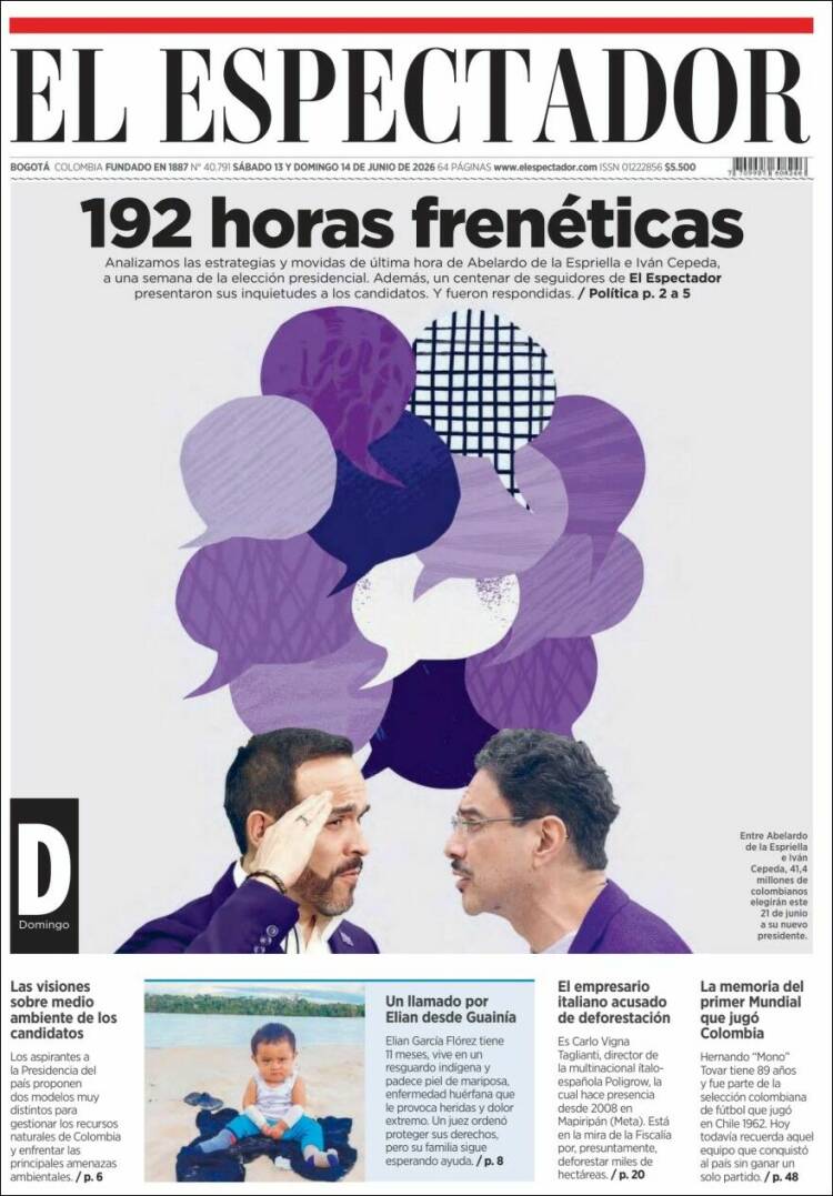 Portada de El Espectador (Colombia)