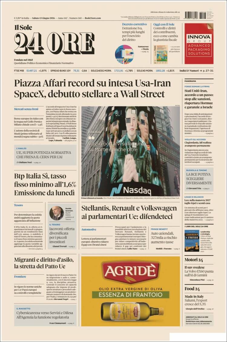 Portada de Il Sole 24 ORE (Italy)